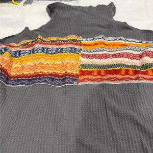 13. Free People Colorful Striped Gray Top Size M oversized